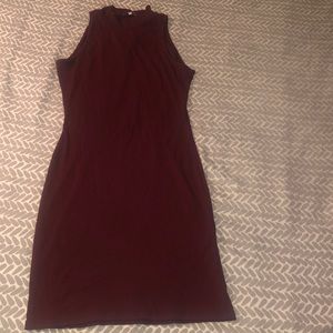 Burgundy turtle neck dress